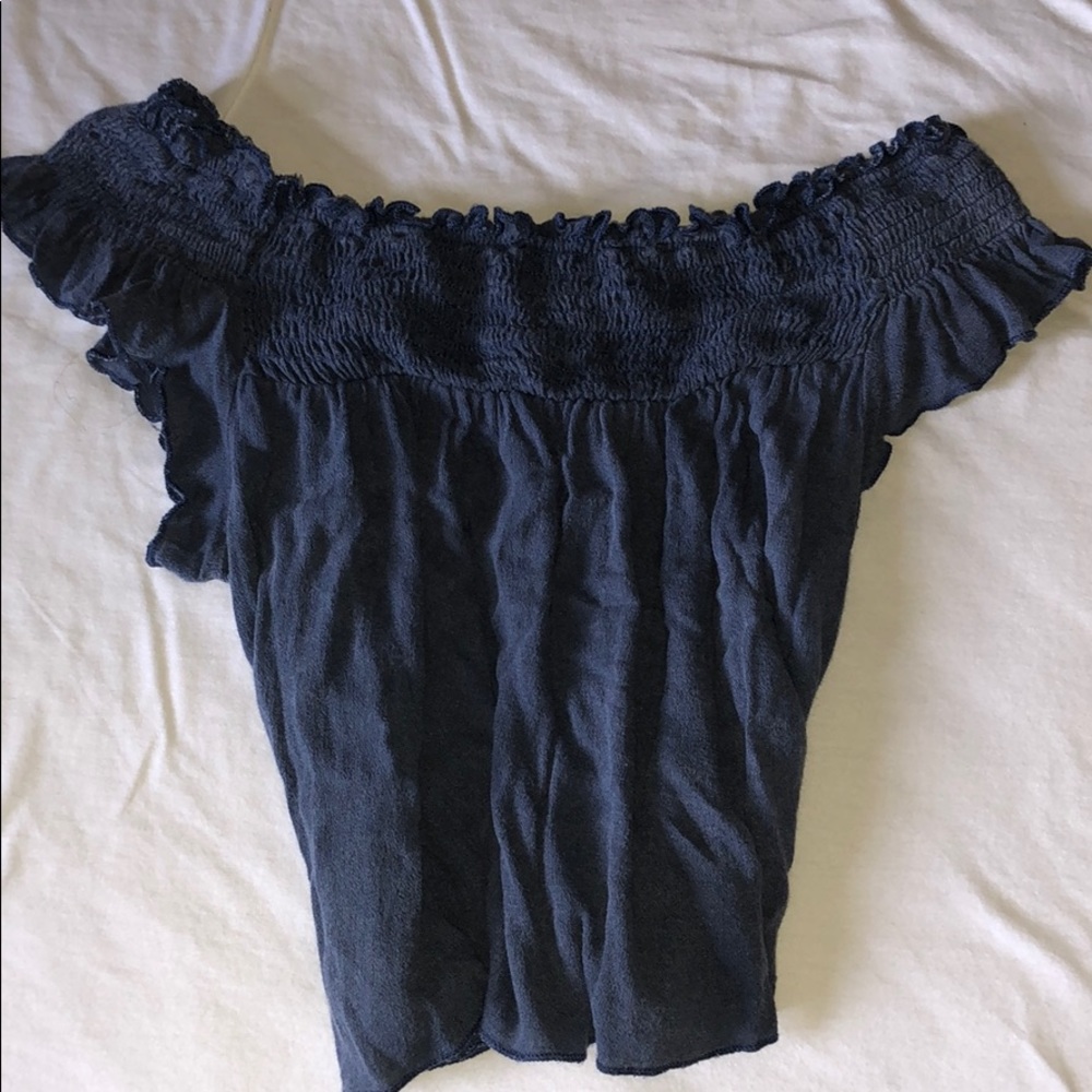 Vintage Blue Off-Shoulder top